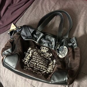 Juicy Couture Black and Brown Shoulder Bag